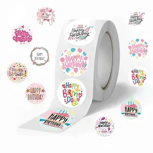 Happy Birthday Themed Sticker (500pcs/roll), Cartoon Birthday Party Sticker, Decorative Sticker for DIY Scrapbooking, Journaling, Gift Wrapping, Sticker Packs