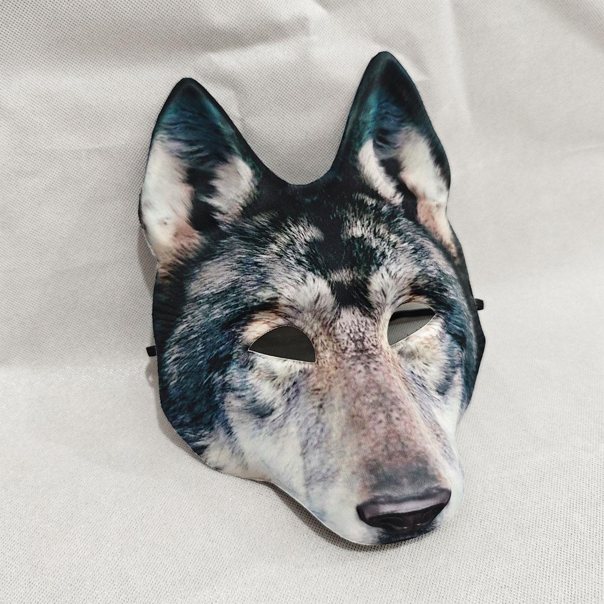 animal head mask,Realistic wolf head 3D mask with lifelike fur texture and pointed ear shape, suitable for Halloween themed party role-playing costume accessories