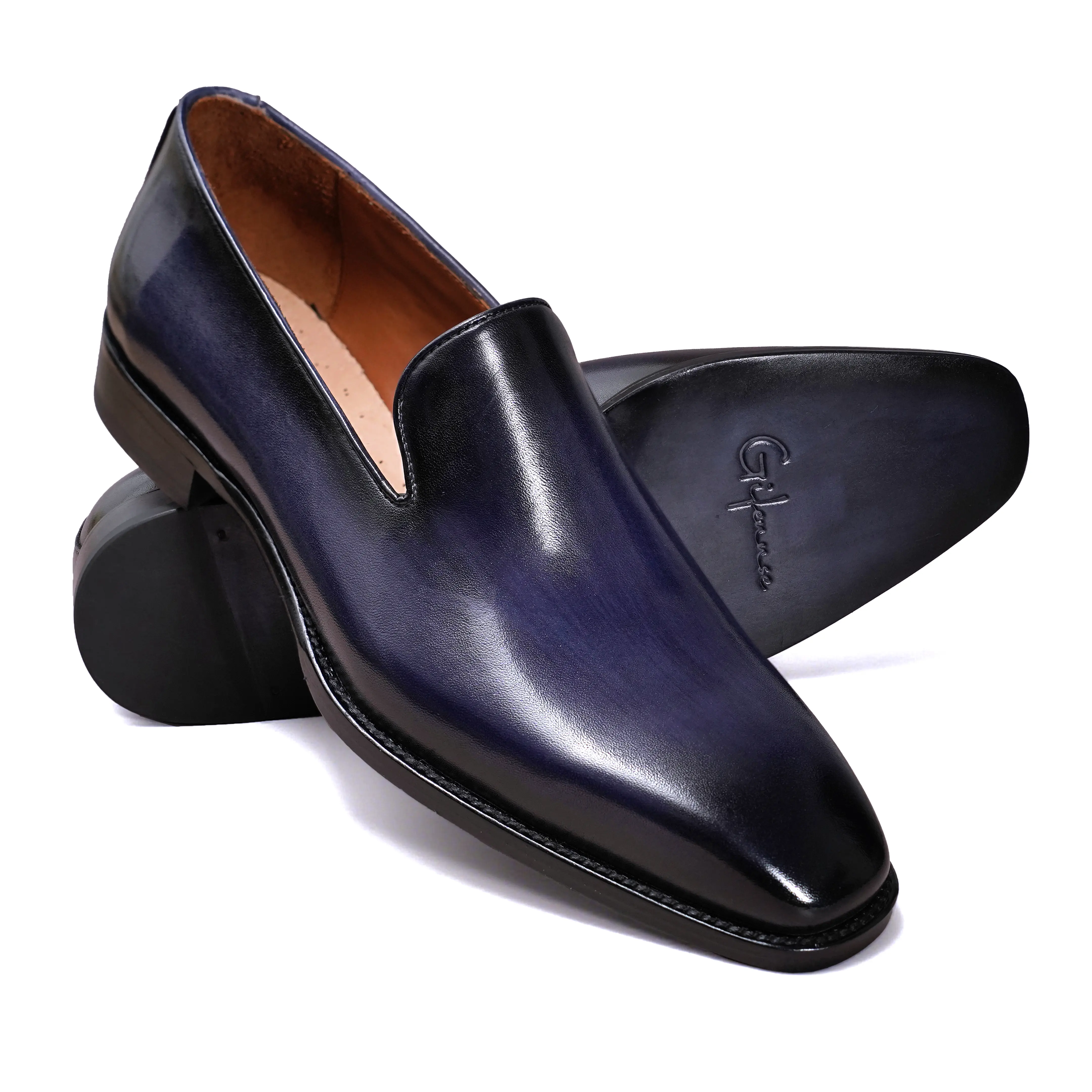 GIFENNSE Men's Genuine Leather Slip-On Flat Loafers - New Hand-Dyed Classic Design Casual Footwear for All-Day Walking, Office Wear Walking Shoes