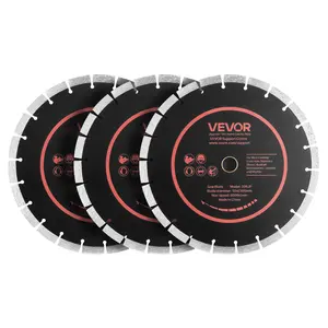 【fathersdaygift】VEVOR Diamond Blades 12 inch3-Pack Concrete Saw Blade Set1 in ArborHigh-Hardness Diamond Segments65Mn Steel CoreDry Wet CuttingClean Edges for ConcreteMasonryBrickStoneGranite