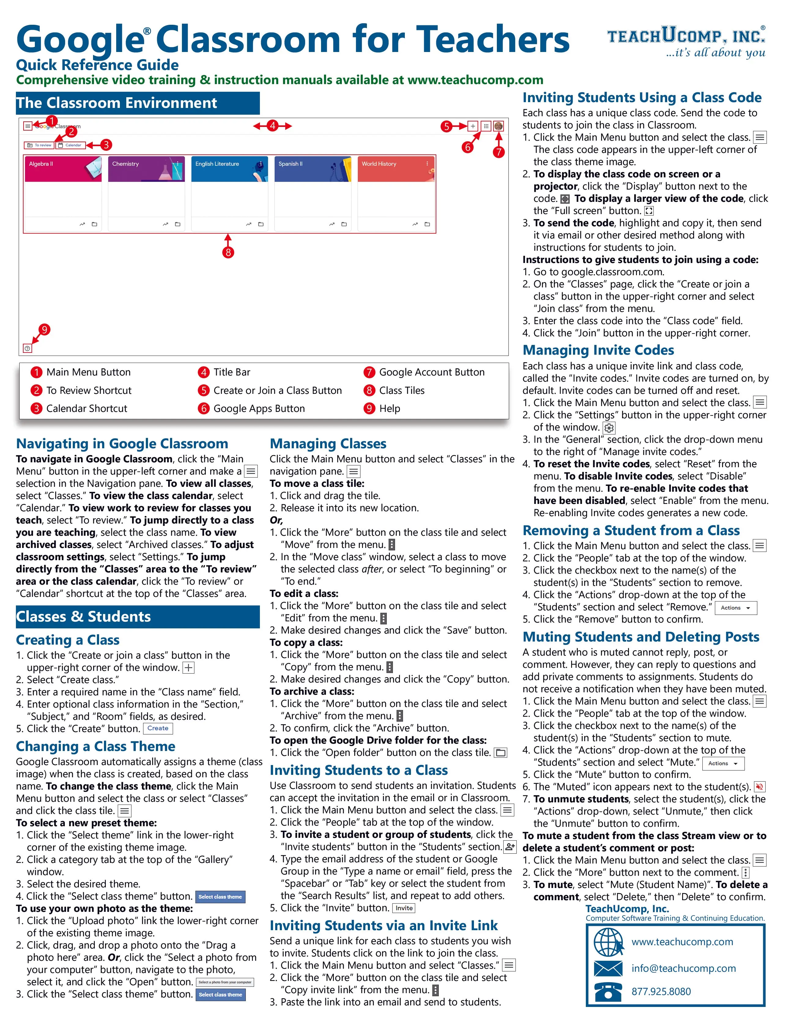 Google Classroom for Teachers Quick Reference Guide