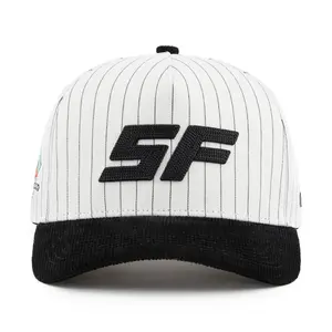 SF San Francisco Origins A-Frame Snapback Hat (White / Black Pinstripe)