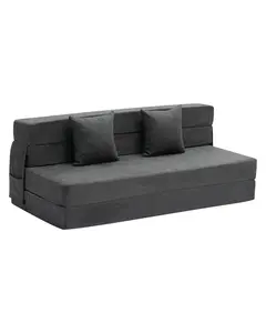 Folding Sofa Bed, 3-In-1 Foldable Couch Bed With 2 Pillows And Washable Cover, 25D High-Density Memory Foam Convertible Sleeper Chair For Living Room Or Bedroom, Dark Grey Queen Size