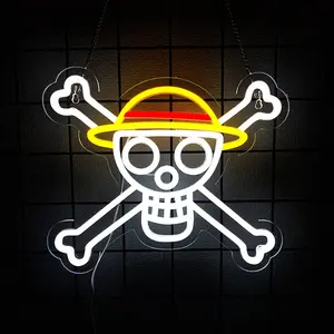 Anime Theme One Piece LED Neon Sign for Wall Decor, Anime Light Up Display, Kids Bedroom Game Room Decoration