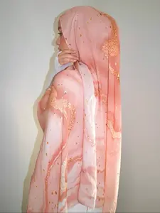 Women's Bohemian Watercolor Print Chiffon Scarf, Elegant Hijab for Spring/autumn, Daily & Outdoor Wear, Stylish Accessory