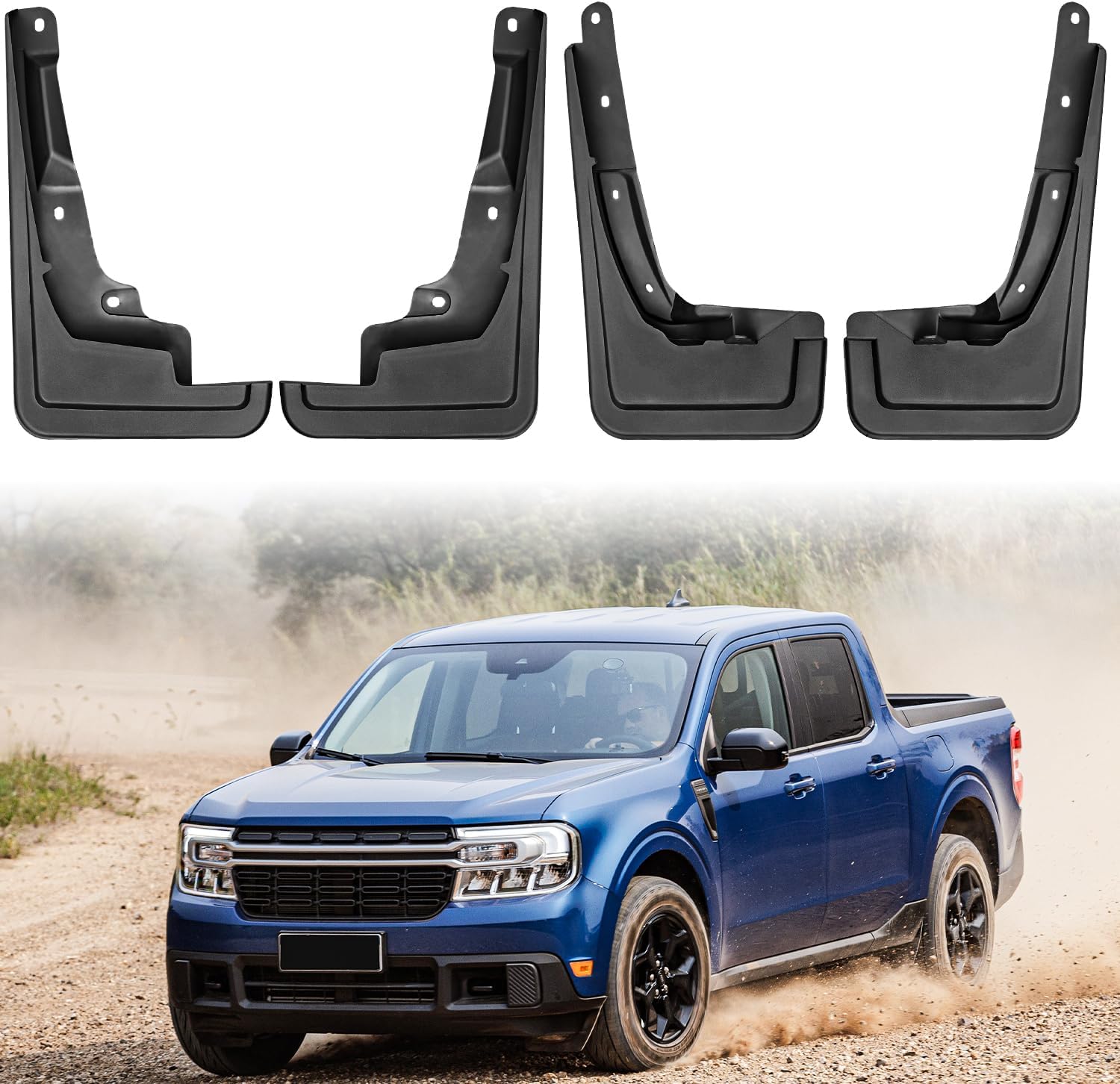 Mud Flaps Splash Guards Mudflaps Fit for Ford Maverick 2022-2026(Not for Maverick Lobo Edition) Pickup Truck 4PCS Exterior Tire Fenders Mudguards Kit Vehicle Wheel Liner