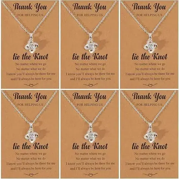 Veliora Gift S 6 Pcs Bridesmaid Gifts Bridesmaid Prom Necklace for Women Prom Night Jewelry Tie The Knot Necklace Wedding Gifts Bridesmaids Proposal Gift initial luck