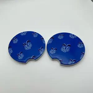 Blue Boots and Bows Western Car Coaster Set - Perfect for Spicing Up Your Car - 2 Pack