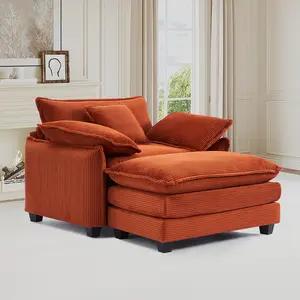 【Multi-package + Free gift】Oversized Chair with Ottoman, Modern Corduroy Sofa Bed, Single Sofa Chaise, Large Upholstered Sofa for Living Room, Bedroom