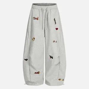 Aelfric Eden Unisex Embroidery Puppy Baggy Barrel Sweatpants Y2K Streetwear Loose Fit Vintage Joggers