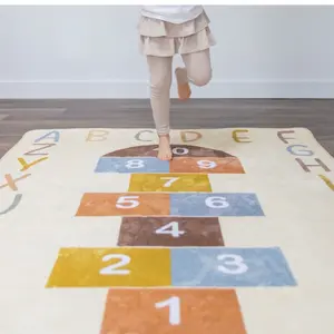 The Modern Ramona Playroom Rug- ABC rug- Hopscotch Rug- 4'7'' x 6'6'' Machine Washable Kids Rug - Neutral Playroom Decor- Kids Room Rug-  Alphabet- Kids Rugs for Playroom- ABC Numbers Rug