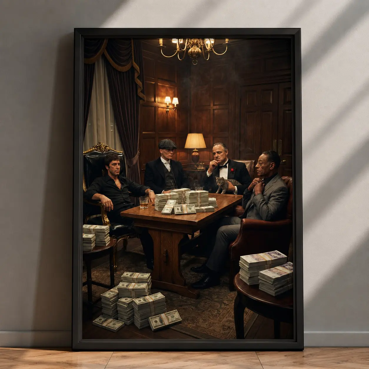 Mafia Money Meeting Poster, Crime Boss Wall Art, Wealth And Power Office Decor