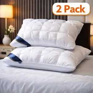2 Pack Luxury Hotel Pillows – 5-Star Quality Bed Pillows, Soft & Supportive, Breathable, Machine Washable, All-Season Comfort