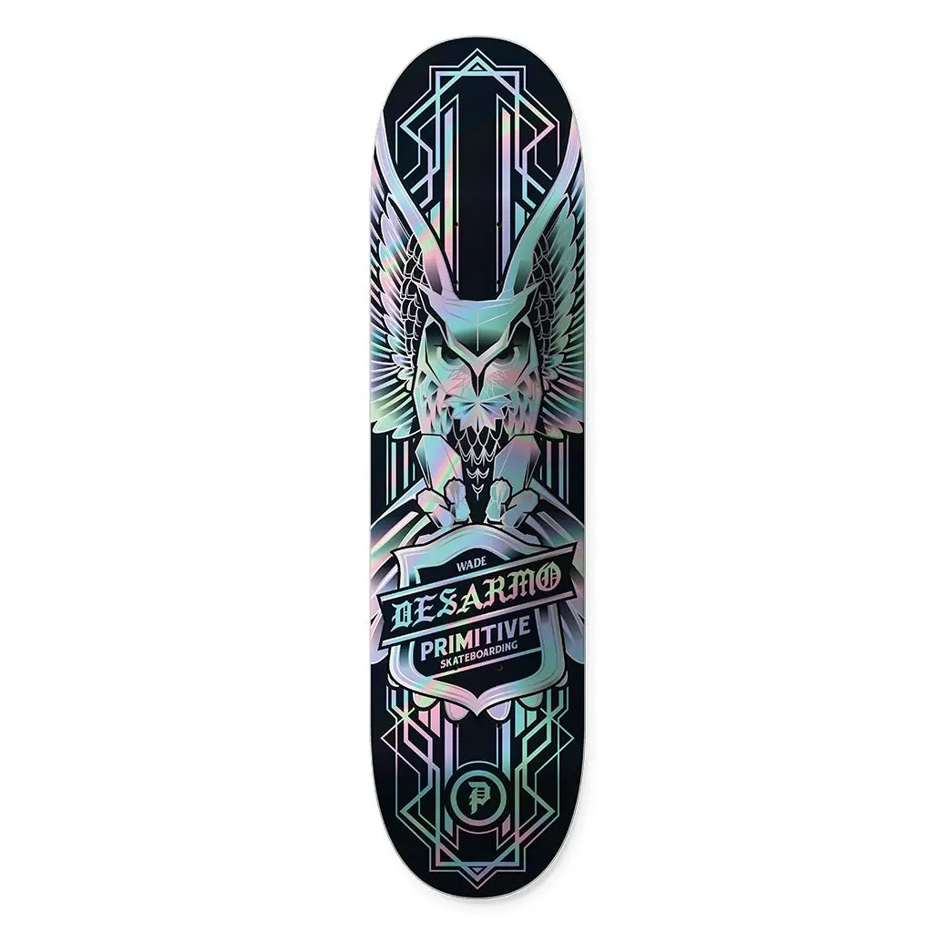 Primitive Apparel Desarmo Spectra Concave Deck, 7-Ply Hard Maple Skateboard with Owl Graphic, 8.0" x 31.75", Decal Skateboard Parts