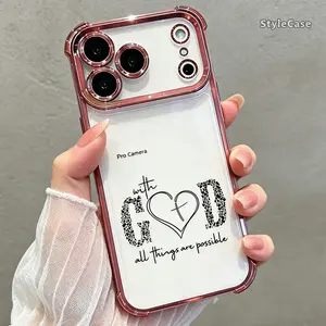 With God All Things Possible Phone Case for iPhone 17 17 Pro Max Air 16 16 Pro 15 15 Pro Max Plus 14 14 Pro Max Plus 13 12 11 E Soft TPU Shockproof Durable Protective Cover Faith Gift cover gift DDSJ260407021 cute