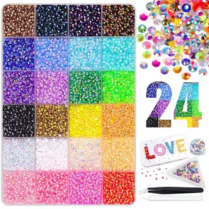 30000Pcs 24 Color Gem DIY Bedazzling Kit with Mixed Resin Rhinestones & Tweezers,Pick up Pen and Gifted Tools for DIY Crafts Apparel Nail Art Supplies
