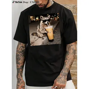 Funny Raccoon Iced Coffee T-Shirt – Cool Animal Graphic Tee for Coffee Lovers