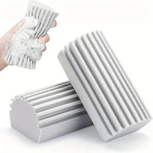 Damp Duster Set, 2 Counts Magic Dust Cleaning Sponge, Cleaning Pads for Baseboard, Blind, Tiled, Furniture, Couches, Vent, Grill, Screen, Cleaning Tool, Cleaning Supplies, Bathroom Accessories