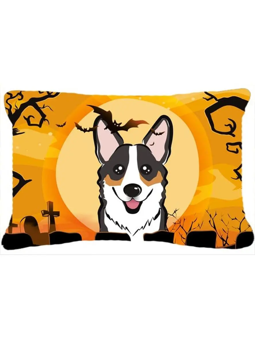 Halloween Tricolor Corgi Fabric Decorative Pillow, 12 l x 3 w x 16 h in, Fade-Resistant, Machine-Washable Soft Furnishings for Home Decor