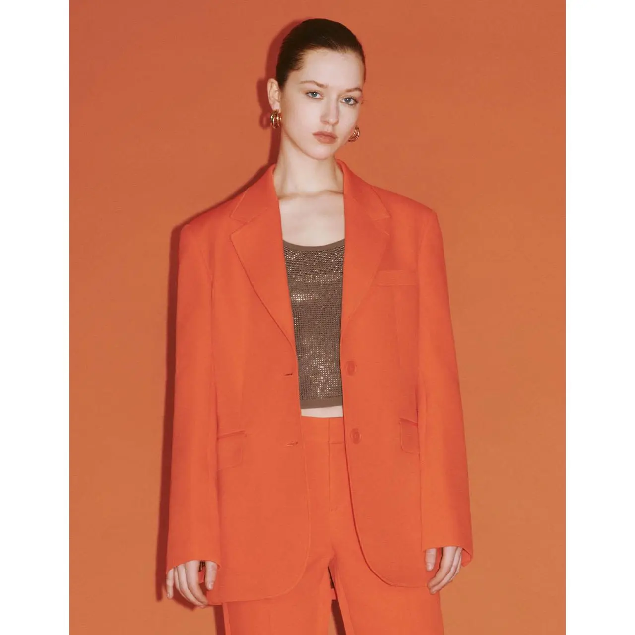 URBAN REVIVO Women's Blazer, Oversized Minimalist Style Jacket with a Notched Lapel in Non-Stretch Polyester Fabric, Ready to Wear, Regular, Xl