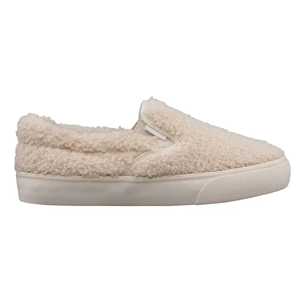 Lugz Womens Clipper Fleece Slip On Sneakers Shoes Casual - Off White