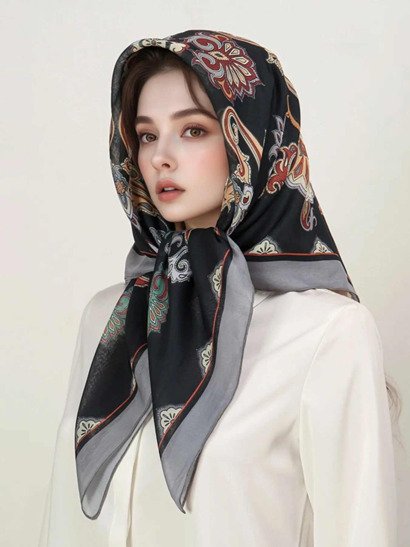 Women's Fashion New Turkish Headscarf 90x90cm, Fashionable Modest Hijab, Modesty Hijab, Stylish Large Square Scarf, Elegant Design, Perfect for Daily Wear & Gifts Bandana, Turban Hijab Style