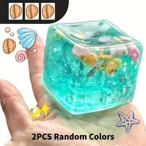 2PCS 3D Cartoon Figurines for Relax, Realistic Squeeze Toys for Venting, Unlimited Squeeze Toys, Pirate Shell Toys, Fun Gifts for Grandchildren for Christmas, Party and Birthday Gifts, School Prizes, Easter/Christmas Gifts Slow-Rising Textured Gel Cube