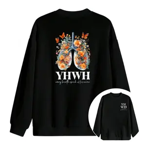 YHWH Yahweh Printed Christian Long Sleeve Sweatshirt with Funny Letter Design