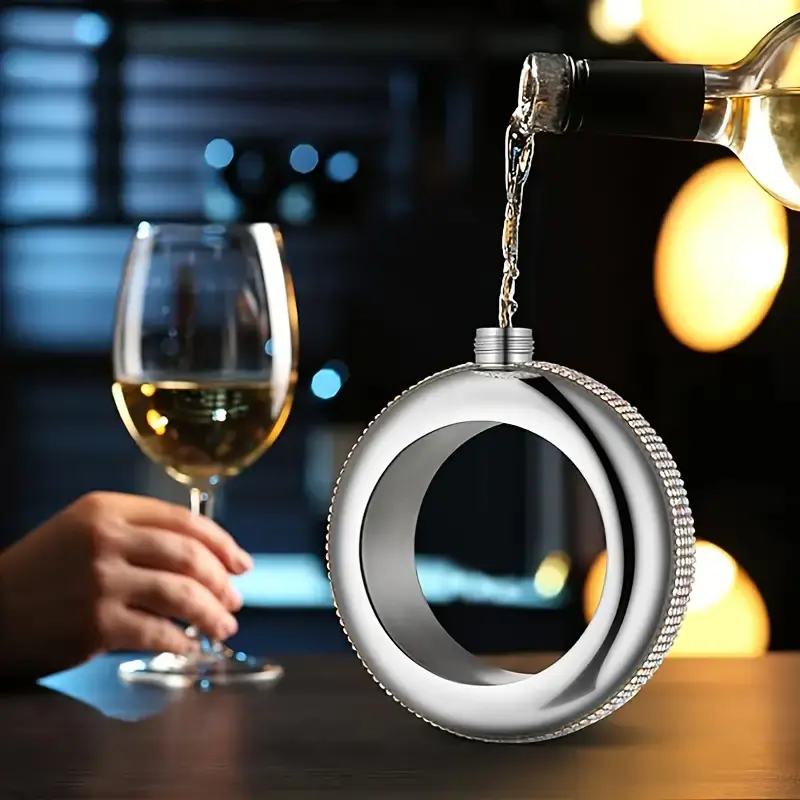 Wine Bottle - Fashion Stainless Steel Wine Glass Bracelet, suitable for women to wear - ingeniously conceals wine, cocktails and spirits - perfect accessory for summer parties, Christmas and Halloween gifts. 1 piece / Purple Liquor Decanter Set