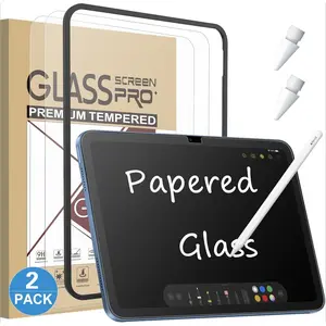 F-PCS02  2 Pack Like Paper Glass Screen Protector for iPad 11th/10th Generation A16(11/10.9 Inch, 2025/2022) 9H Tempered Glass Film with Alignment Frame, Writing Like on Paper, Apple Pencil Compatible