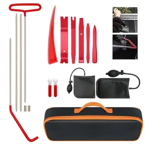 17-Piece Portable Stainless Steel Automotive Repair Tool Kit - 5 Wheel-Nail Pullers, 68-Inch Pullers, J-Shaped Hooks - for Car, Truck Repair, Vehicle Accessories