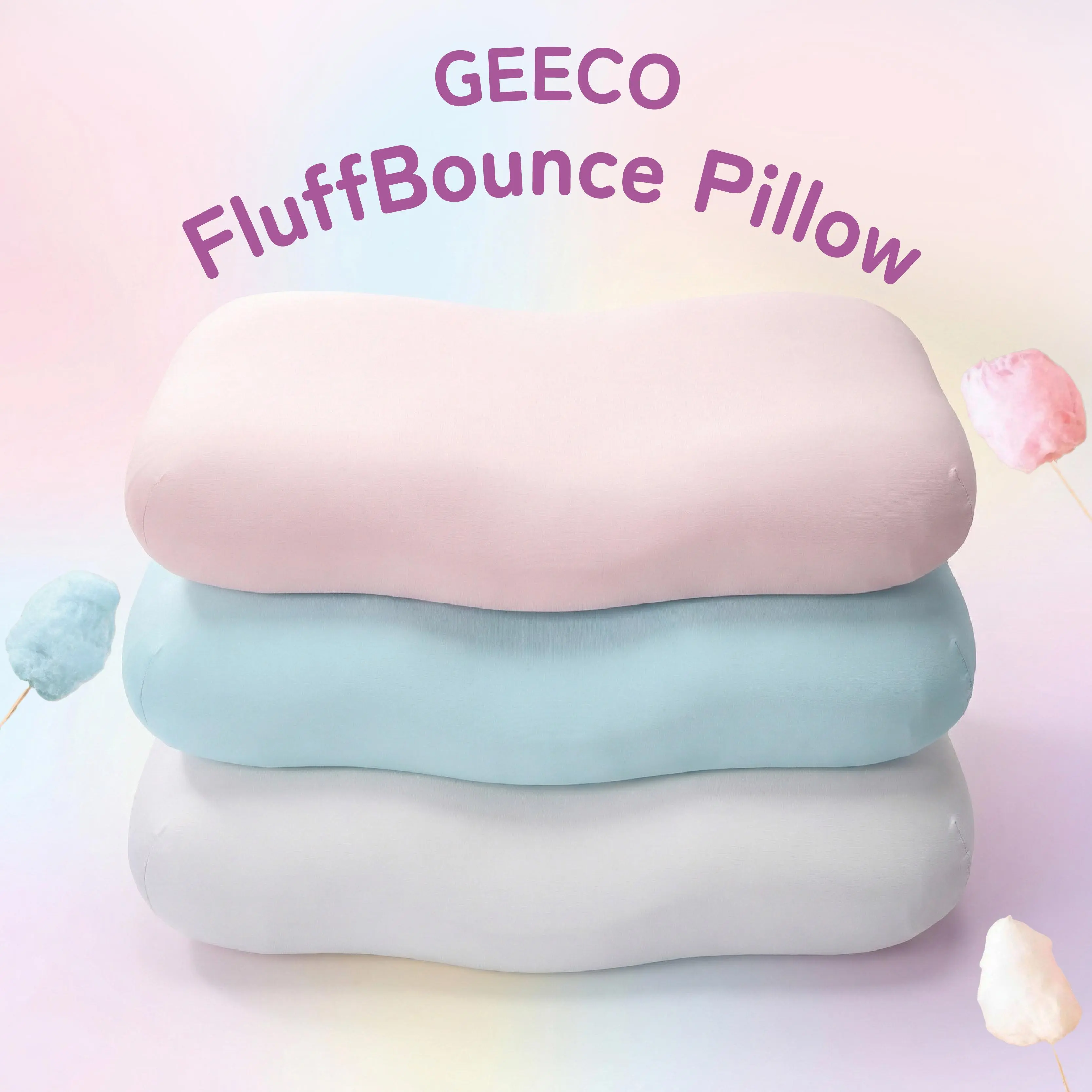 GEECO FluffBounce Ergonomic Cervical Pillow + FREE Cooling Pillowcase - Contoured, Soft, Durable Dual-Height Slow-Rebound Memory Foam for Side & Back Sleepers with Washable Cooling Cover, Contoured Memory Foam, Durable Memory Foam