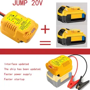 1pack Jumper Starter Adapter for DeWalt 20V 60V Battery Car Jump Cables,Up to 3.5L Gas or 6.5L Diesel Engines,12V Portable Car Jump Starter,Automotive Booster Cable Adapter(Battery not Included) (Excluding the battery)