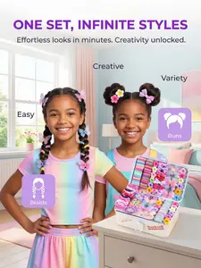 291/292pcs butterfly hair accessory set, including hair ties, Fun hair clip, flower and sparkling butterfly clips, suitable for girls and women, perfect for everyday braiding or party styling, paired with hair accessory storage box