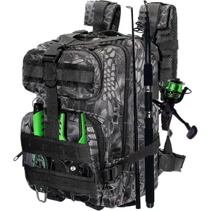 Lightweight Fishing Tackle Backpack Professional Water-Resistant All-in-One Rod Holder & Gear Storage