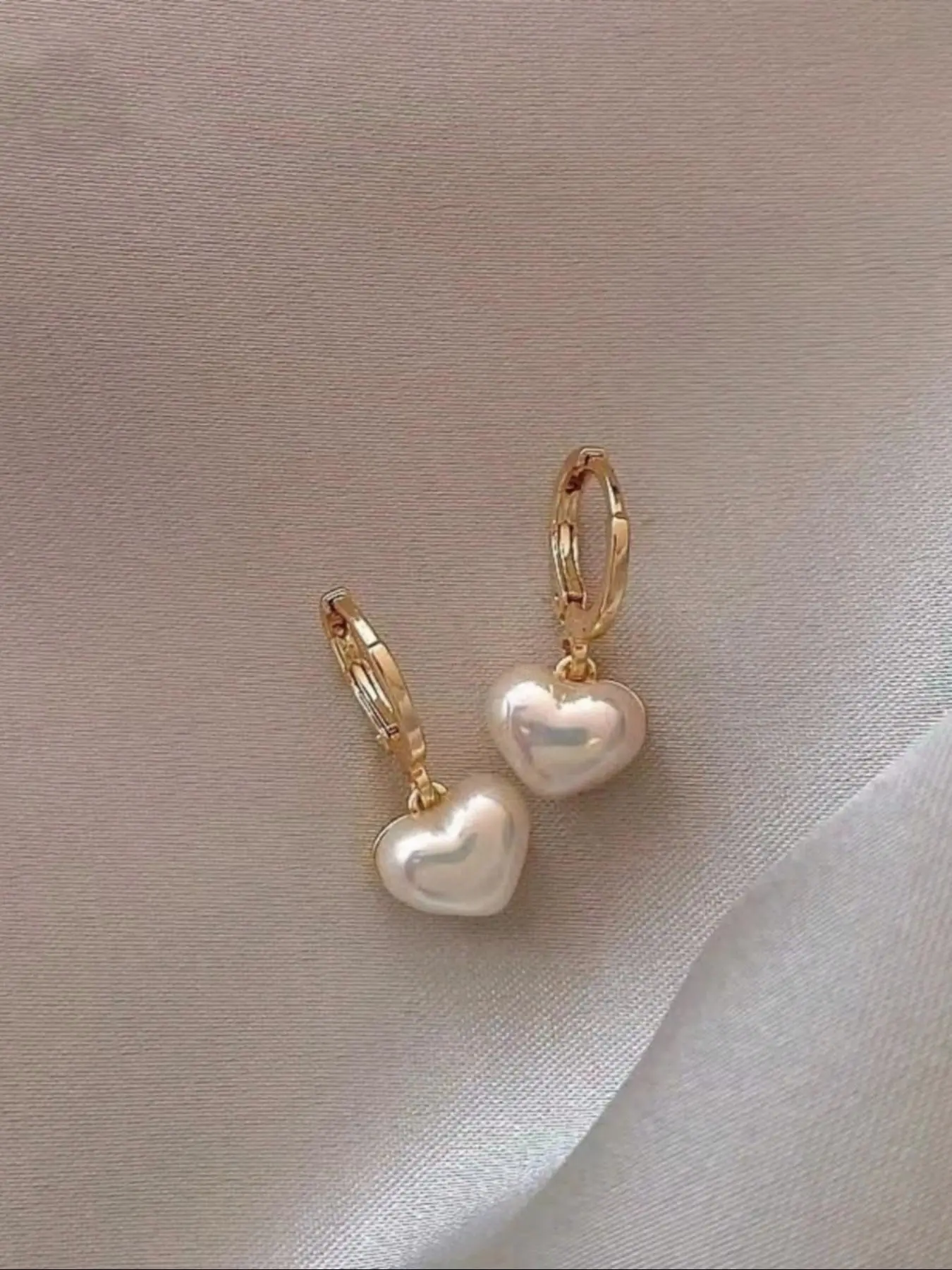 Women's Heart-Shaped Pearl Drop Earrings, Colorful Fashion Dangle Earrings, Cute Elegant Jewelry for Parties & Daily Wear, Dangling Earrings