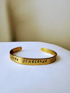 Personalized Gold Brass Cuff- Name Bracelet