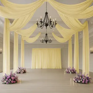 Champagne Sheer Backdrop Drape – 5ftx32ft Wedding Arch & Ceiling Decor Panel, Wrinkle Free with Soft Shimmer