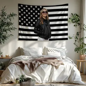 Custom American Flag with Your Photo, Personalized Image Tapestry Wall Decoration for Dormitory Living Rooms Bedrooms, Funny Christmas Gift