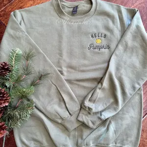 Embroidered Hello Pumpkin Sweatshirt
