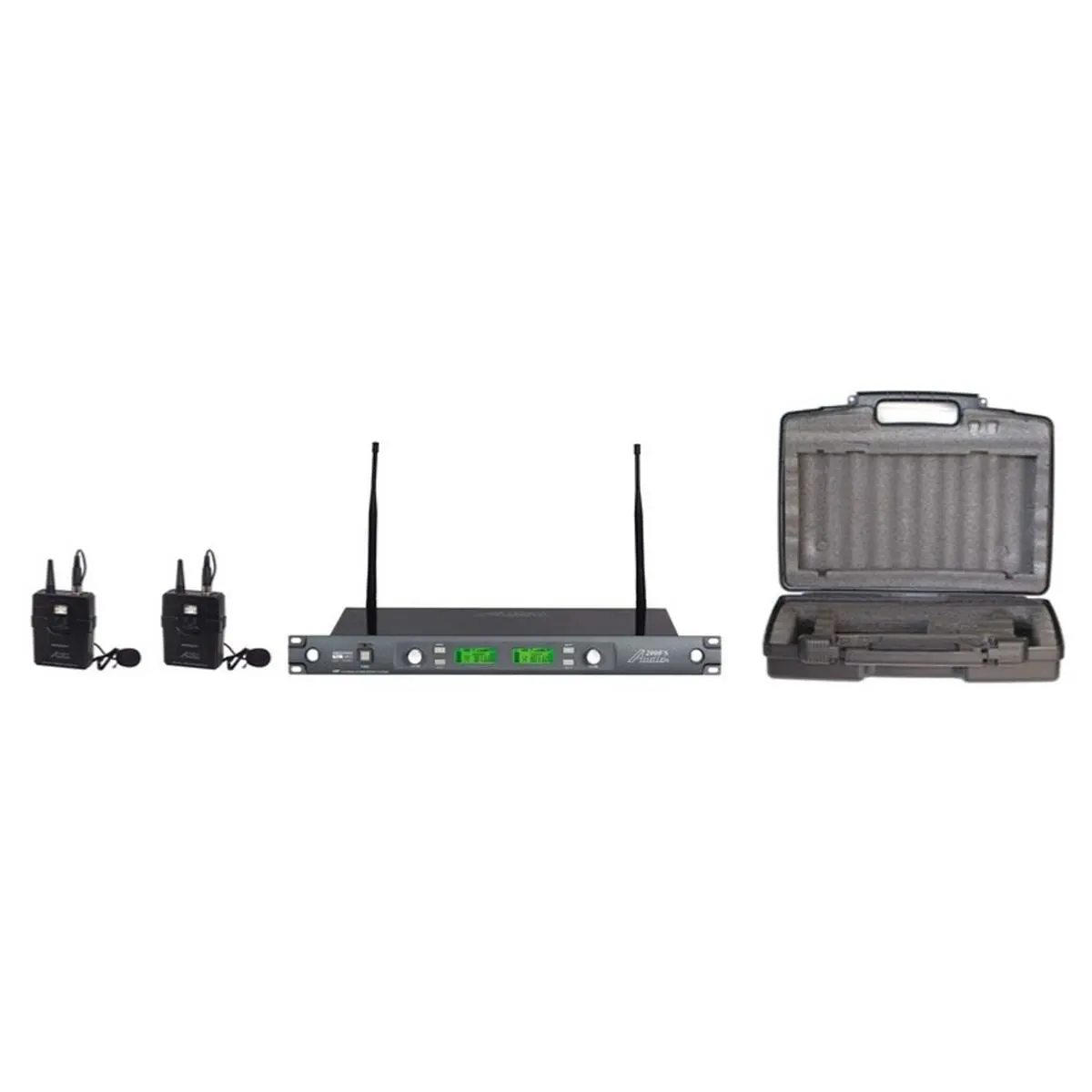 Audio 2000s AWM6546DU Professional Dual-Diversity UHF Wireless Lavalier Mic System - High-Noise Reduction, Stable Connection for Recording & Karaoke, Includes AWR6546DU Receiver, 2 AWX6540M Mics, 2 Body-Pack Transmitters
