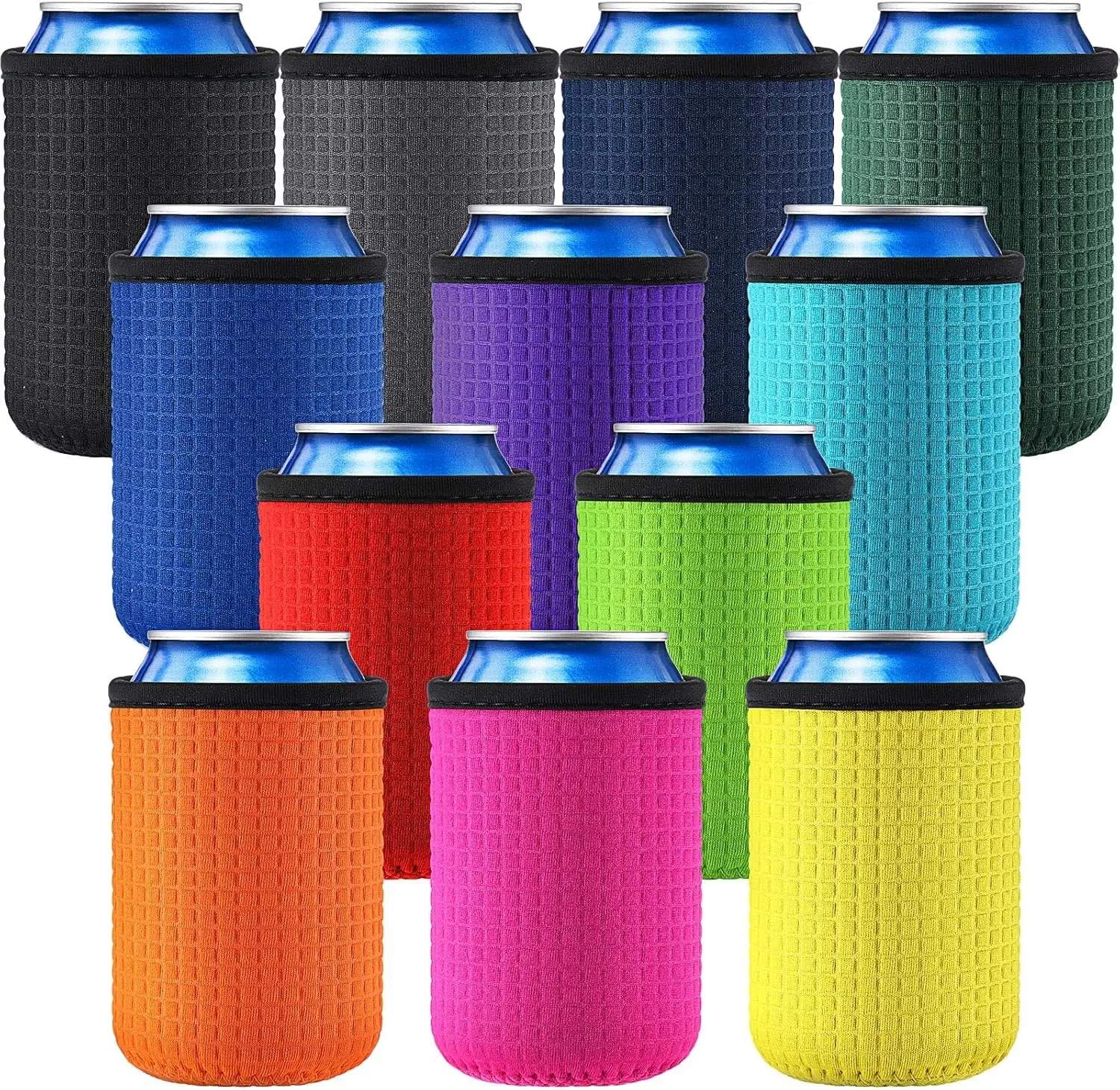 12 count 12oz Insulated Can Sleeves  Can Cooler Sleeves, Non-slip Neoprene  Bottle Cover Coolers for 12oz Standard Soda, , Energy Drinks and Water Bottle, Multicolor