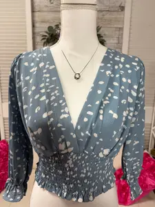 Printed top w smocked waistband She&sky