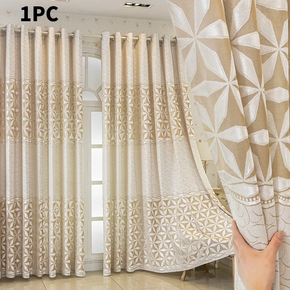1pc Boho Floral Jacquard Curtain Panel, Soft Minimalist Style Drapes for Living Room Bedroom Dining Balcony, All-Season Home Decor Window Curtain, Home Decoration Curtain