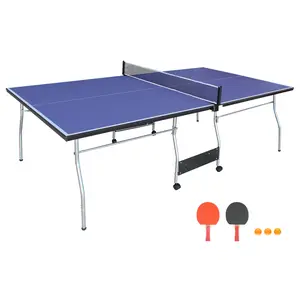 ARCH 8*4.5ft Mid-Size Table Tennis Table Foldable & Portable Ping Pong Table Set for Indoor Games with Net, 2 Table Tennis Paddles and 3 Balls