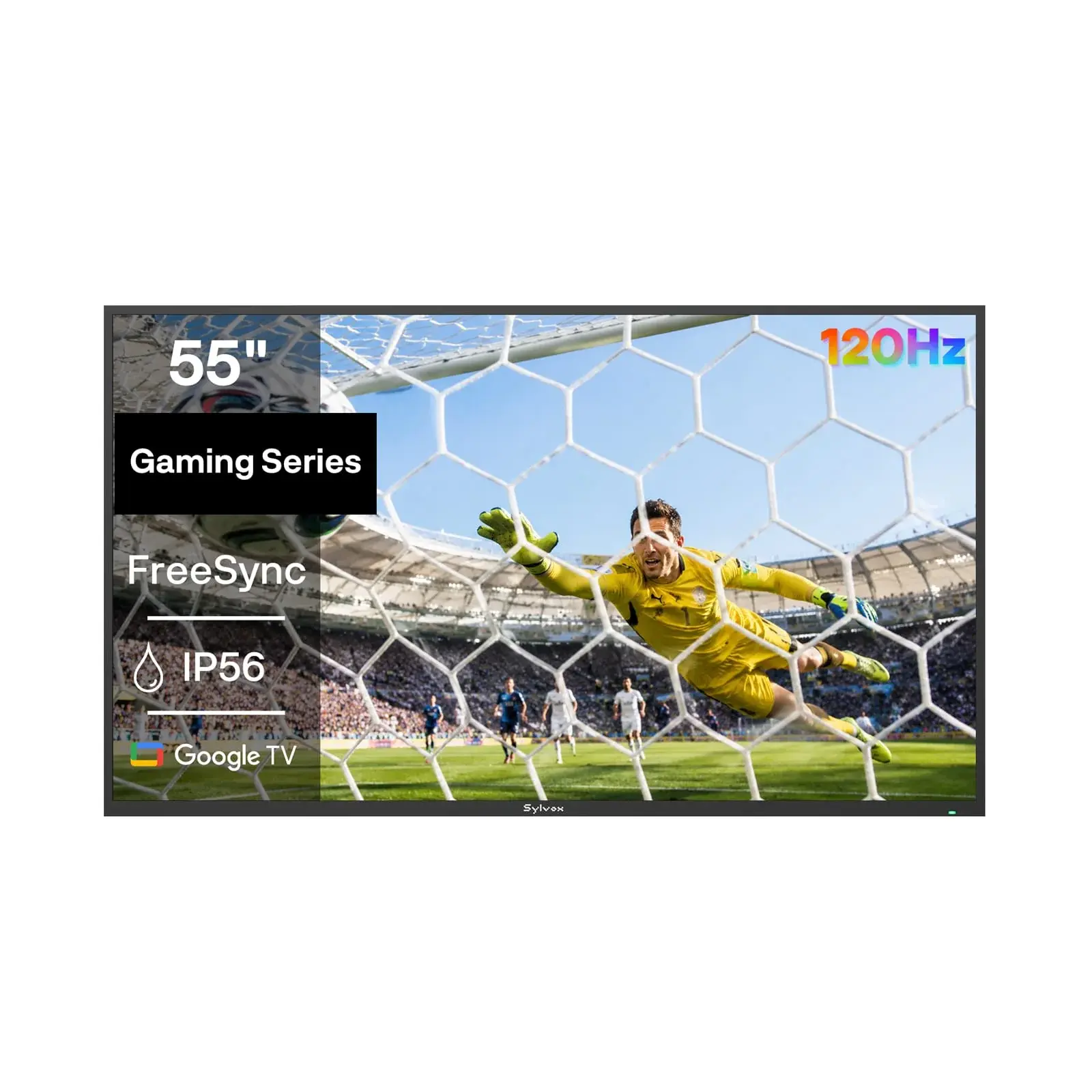 SYLVOX Outdoor TV, 4K 120Hz Smart Google TV with Dolby Vision, Dobly Atmos, IP55 Waterproof, 1000nits Brightness TV for Partial Sun Area (Gaming, Latest Model)