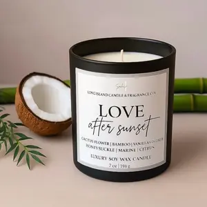 Love After Sunset Candle, 7oz Soy Wax, Cactus Flower Bamboo, Romantic Coastal Scent by SaiLeiSie