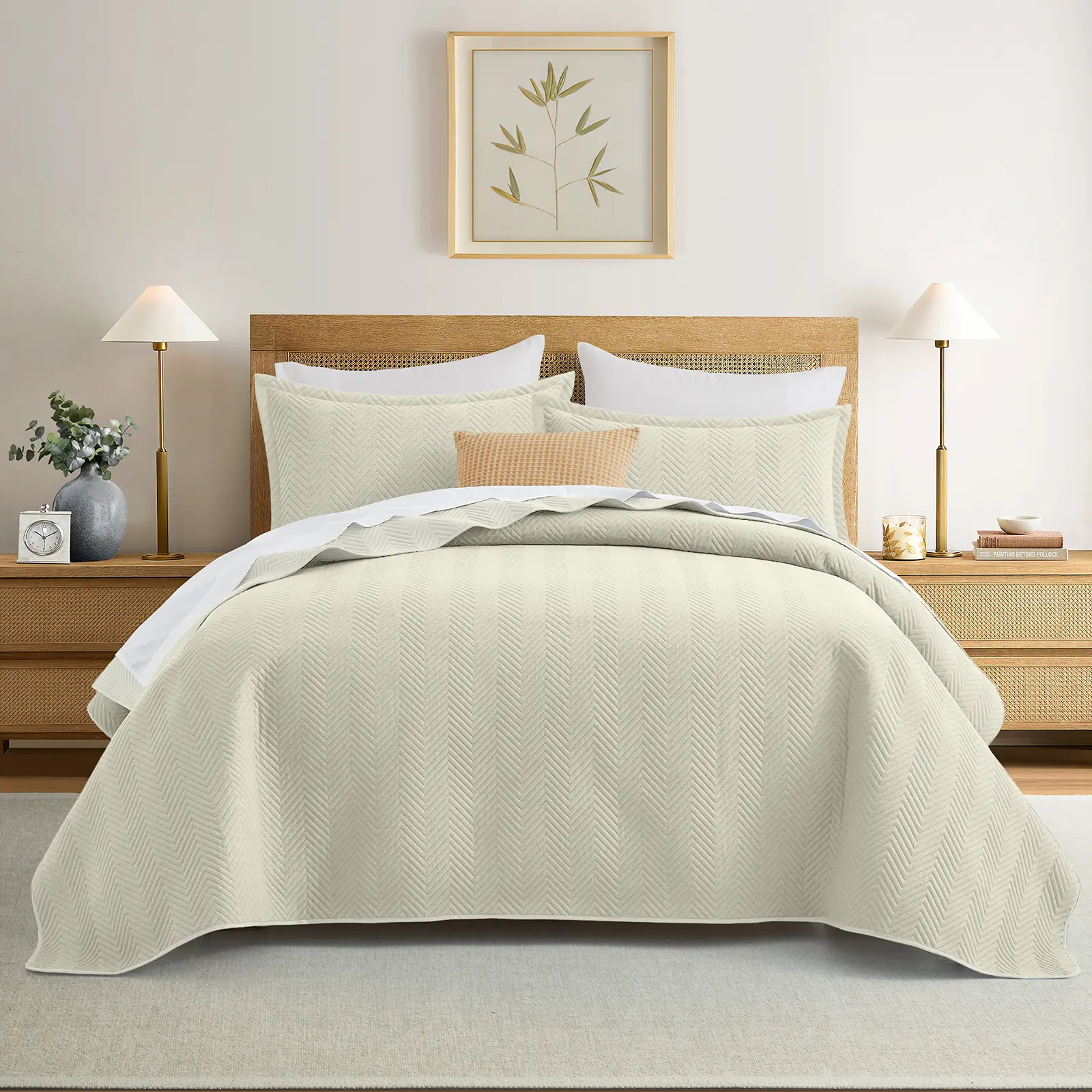 3-Piece Sophia Linen Quilted Embossed Bedspread Set, All-Season Coverlet with Pillow Shams, Soft & Machine Washable (Twin, Queen, King sizes)