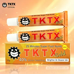 TK-TX Gold Numbing Cream 10g,25 Minutes Fast Working Numbing Ointment, Extra Strength Desensitizing Skin Cream for Tattoo, Permanent Makeup, Piercing, Waxing & Skin Treatment.