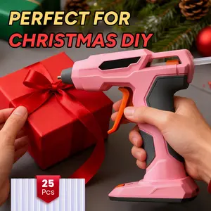 [Christmas Essentials] GoGonova Glue Gun, 20 Seconds Quick Heat-up Anti-Drip Cordless Glue Gun, 2Ah USB-C Rechargeable, Comes with 25 Mini Glue Sticks, Smart Power-Off Tool with Rubber Portable Handle